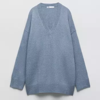 Свитер Zara V-neck Knit, синий