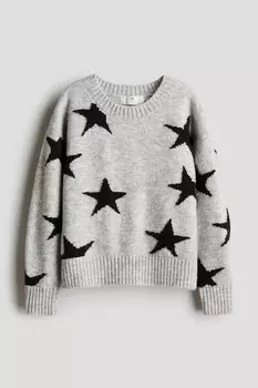 Свитер жаккардовой вязки H&M, серый