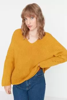 Свитер - Желтый - Oversize Trendyol