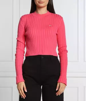 Свитер женский Tommy Jeans короткий вязаный, розовый