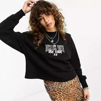 Свитшот Asos Design Reckless Youth Graphic, черный