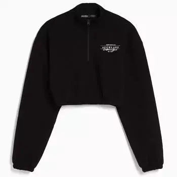 Свитшот Bershka Printed With Zip, черный