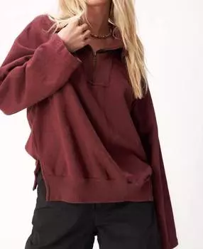 Свитшот Better Late Half Zip в цвете Spiced Copper PROJECT SOCIAL T
