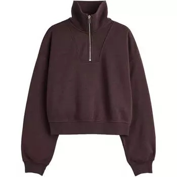 Свитшот H&amp;M Half-zip, темно-коричневый
