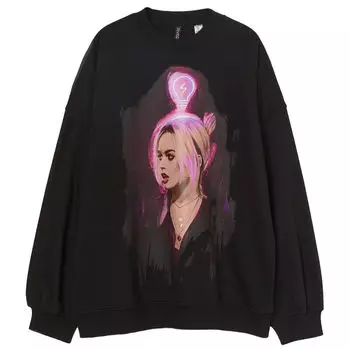 Свитшот H&amp;M Oversized Printed Maeve, черный