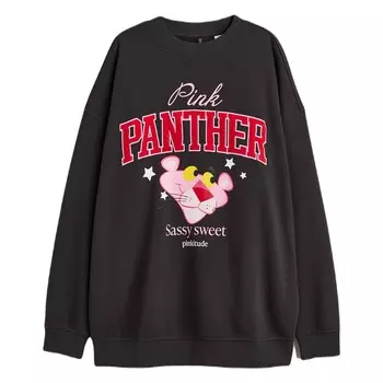 Свитшот H&amp;M Pink Panther Oversized Printed, черный