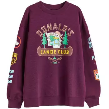 Свитшот H&amp;M Printed Donald Duck, темно-фиолетовый