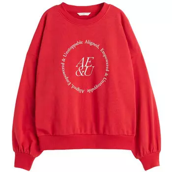 Свитшот H&amp;M Raglan-sleeved AE&amp;U, красный