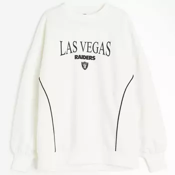 Свитшот H&M NFL Printed Oversized, кремовый