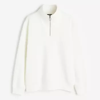 Свитшот H&M Regular Fit Half-zip, белый