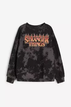 Свитшот H&M Stranger Things Oversized, темно-серый