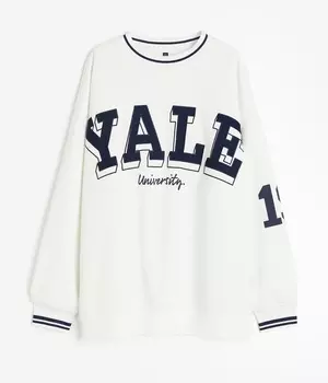 Свитшот H&M Yale Oversized Printed, белый