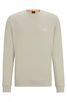 Свитшот Hugo Cotton-terry With Blue Logo Label, светло-бежевый