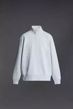 Свитшот из хлопка на молнии ZARA, серый