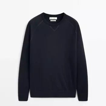 Свитшот Massimo Dutti Cotton And Cashmere Blend Knit, темно-синий