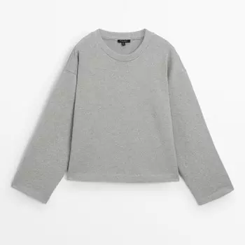 Свитшот Massimo Dutti Cotton Plain, серый