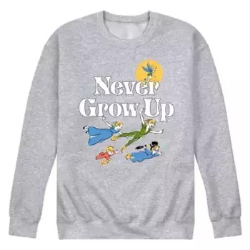 Свитшот мужской Peter Pan Never Grow Up из флиса Disney, серый