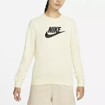 Свитшот Nike Sportswear Club Fleece Women's Logo Crew-Neck Sweatshirt, черный/светло-бежевый