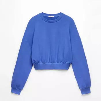 Свитшот Oysho Cotton Blend Crop, синий