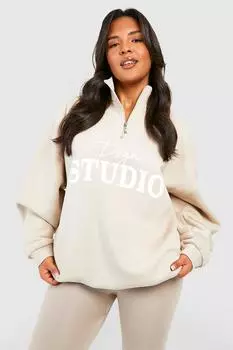 Свитшот plus dsgn studio script на половинной молнии Boohoo, серый