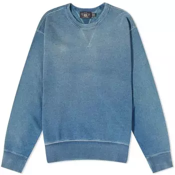 Свитшот Rrl Washed Indigo Crew, синий