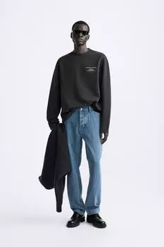 Свитшот с принтом и слоганом ZARA, черный