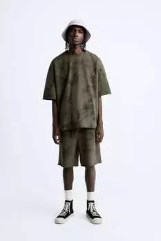 Свитшот с принтом tie-dye ZARA, хаки