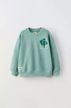 Свитшот с принтом ZARA, зеленый, голубой