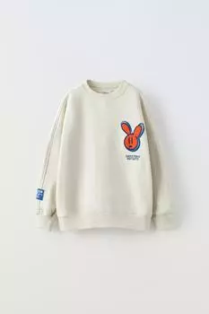 Свитшот с вышивкой кролика ZARA, лед