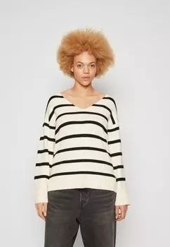 Свитшот Vero Moda Curve VMCSABA V NECK, береза/черный