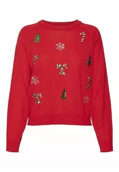 Свитшот Vero Moda VMORNAMENTS/PYRAMIDE BOX XMAS, цвет chinese red