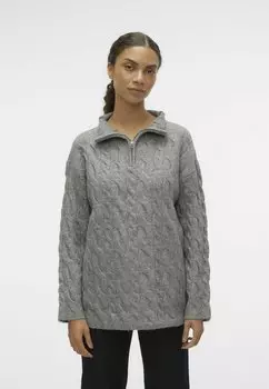 Свитшот Vero Moda VMPHILINE CABLE LS LONG ZIP, цвет medium grey melange