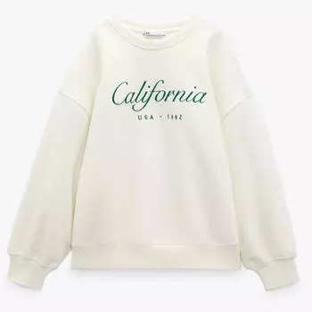 Свитшот Zara Embroidered Slogan, белый