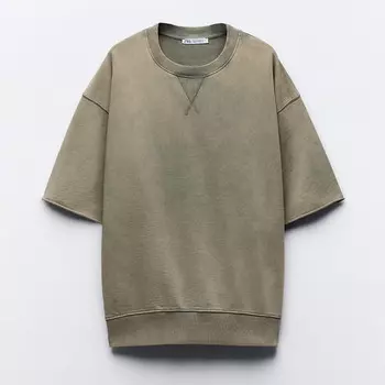 Свитшот Zara Faded-effect Plush, хаки