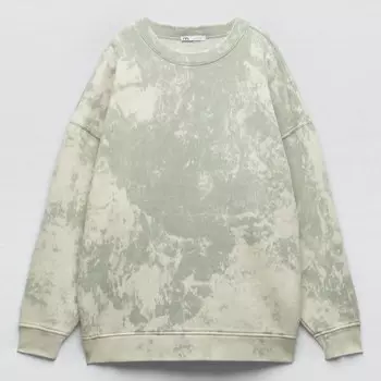 Свитшот Zara Oversize Faded, зеленый/экрю