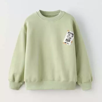 Свитшот Zara Patch Label, зеленый