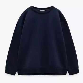 Свитшот Zara Ribbed Oversize, темно-синий