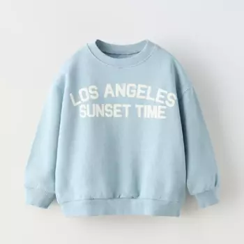 Свитшот Zara Slogan Print, голубой