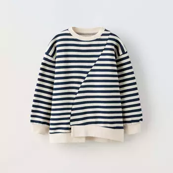 Свитшот Zara Striped, темно-синий