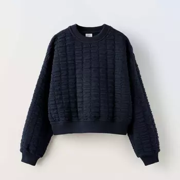 Свитшот Zara Structured Plush, темно-синий