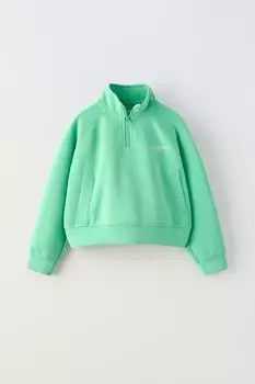 Свитшот Zara Technical Modal Blend, зеленый
