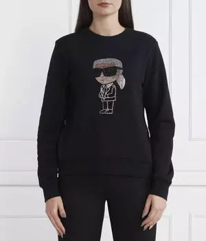 Свитшот женский Karl Lagerfeld Ikonik 2.0 с аппликацией, черный