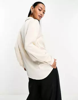 Свободная атласная рубашка цвета устрицы с длинными рукавами ASOS DESIGN