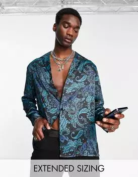 Свободная атласная рубашка с принтом пейсли ASOS DESIGN