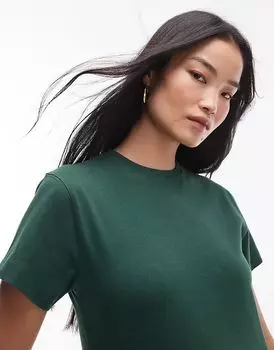 Свободная футболка темно-зеленого цвета Topshop