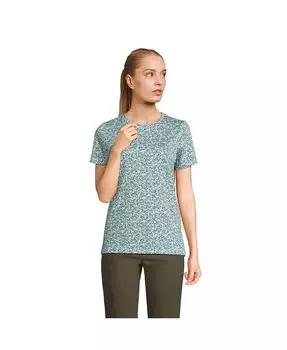 Свободная хлопковая футболка с круглым вырезом Petite Supima Lands' End, синий