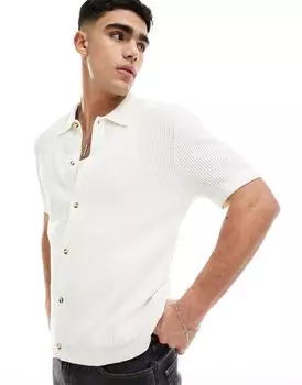 Свободная рубашка фактурного хлопка вафельной вязки Cotton On винтажного белого цвета Cotton:On