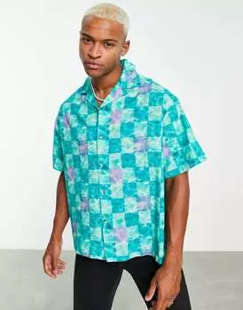 Свободная рубашка свободного кроя в зеленую клетку ASOS DESIGN