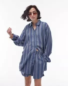 Свободная рубашка в синюю полоску Topshop Coord