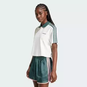 Свободная укороченная рубашка-поло Adidas, цвет Cloud White